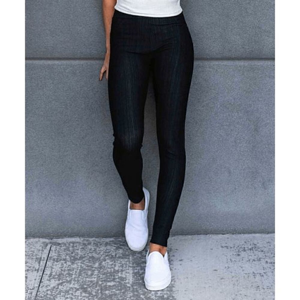 Women's Black Mid Rise Back Pockets Jeggings #1835-D1